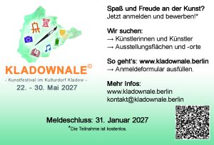 Werbeanzeige der KLADOWNALE© im Magazin des Kladower Forums "Treffpunkte", Winterausgabe 2026/2027